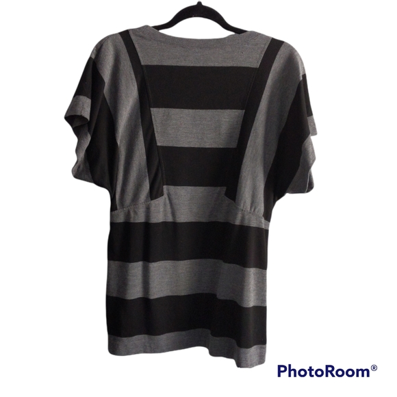 BOGO!! French Connection Oversized Striped Black and Grey Tunic S - Picture 2 of 5
